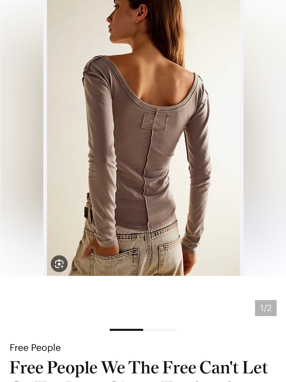 Free People Scoop-Back Long Sleeve Top in Taupe
